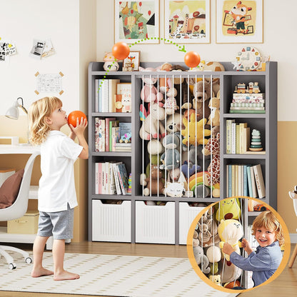 3-in-1 Toy & Stuffed Animal Storage, 4 Movable Toy Chest, White