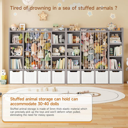 3-in-1 Toy & Stuffed Animal Storage, 4 Movable Toy Chest, White