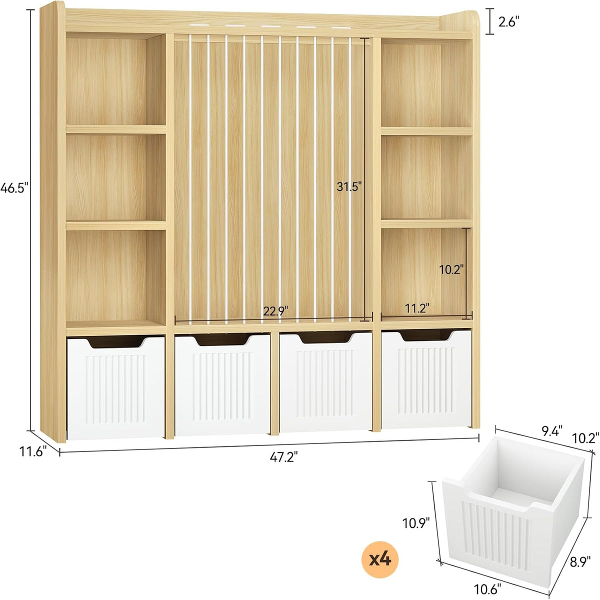 3-in-1 Toy & Stuffed Animal Storage, 4 Movable Toy Chest, White