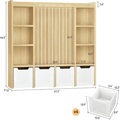 3-in-1 Toy & Stuffed Animal Storage, 4 Movable Toy Chest, White