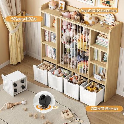 3-in-1 Toy & Stuffed Animal Storage, 4 Movable Toy Chest, White