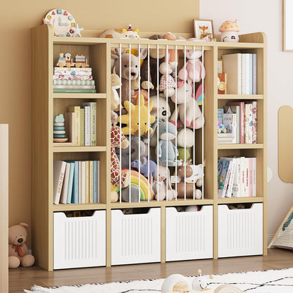 3-in-1 Toy & Stuffed Animal Storage, 4 Movable Toy Chest, White