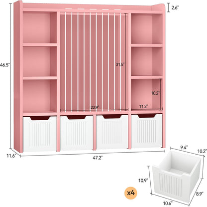 3-in-1 Toy & Stuffed Animal Storage, 4 Movable Toy Chest, White