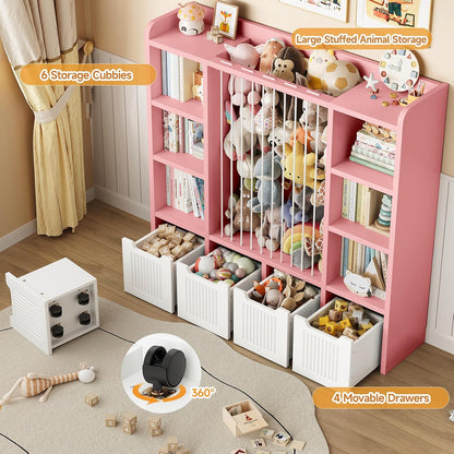 3-in-1 Toy & Stuffed Animal Storage, 4 Movable Toy Chest, White