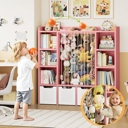 3-in-1 Toy & Stuffed Animal Storage, 4 Movable Toy Chest, White