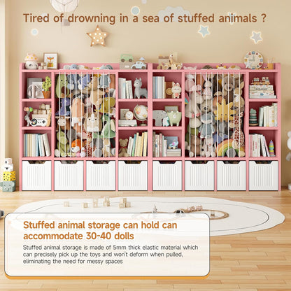 3-in-1 Toy & Stuffed Animal Storage, 4 Movable Toy Chest, White