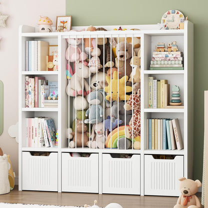 3-in-1 Toy & Stuffed Animal Storage, 4 Movable Toy Chest, White
