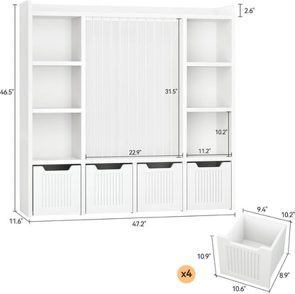 3-in-1 Toy & Stuffed Animal Storage, 4 Movable Toy Chest, White