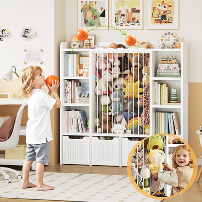 3-in-1 Toy & Stuffed Animal Storage, 4 Movable Toy Chest, White