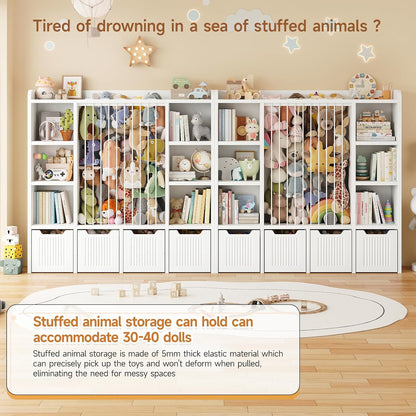 3-in-1 Toy & Stuffed Animal Storage, 4 Movable Toy Chest, White