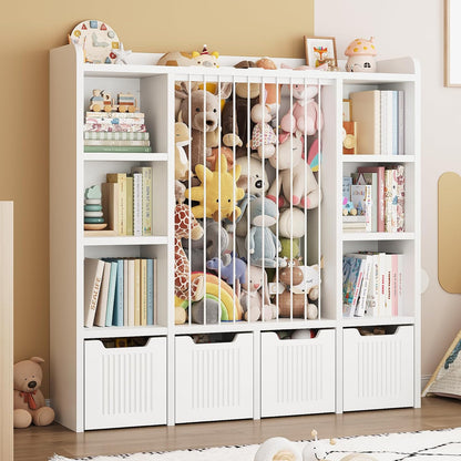 3-in-1 Toy & Stuffed Animal Storage, 4 Movable Toy Chest, White
