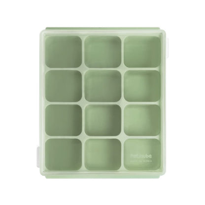 Baby Food Storage Silicone Cubes with Clip-On Lid Freezer Tray Baby Food Soups Purees Ice Easy and Safe Design Made in Korea (12 Ocean Blue)