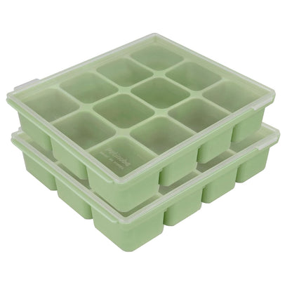 Baby Food Storage Silicone Cubes with Clip-On Lid Freezer Tray Baby Food Soups Purees Ice Easy and Safe Design Made in Korea (12 Ocean Blue)