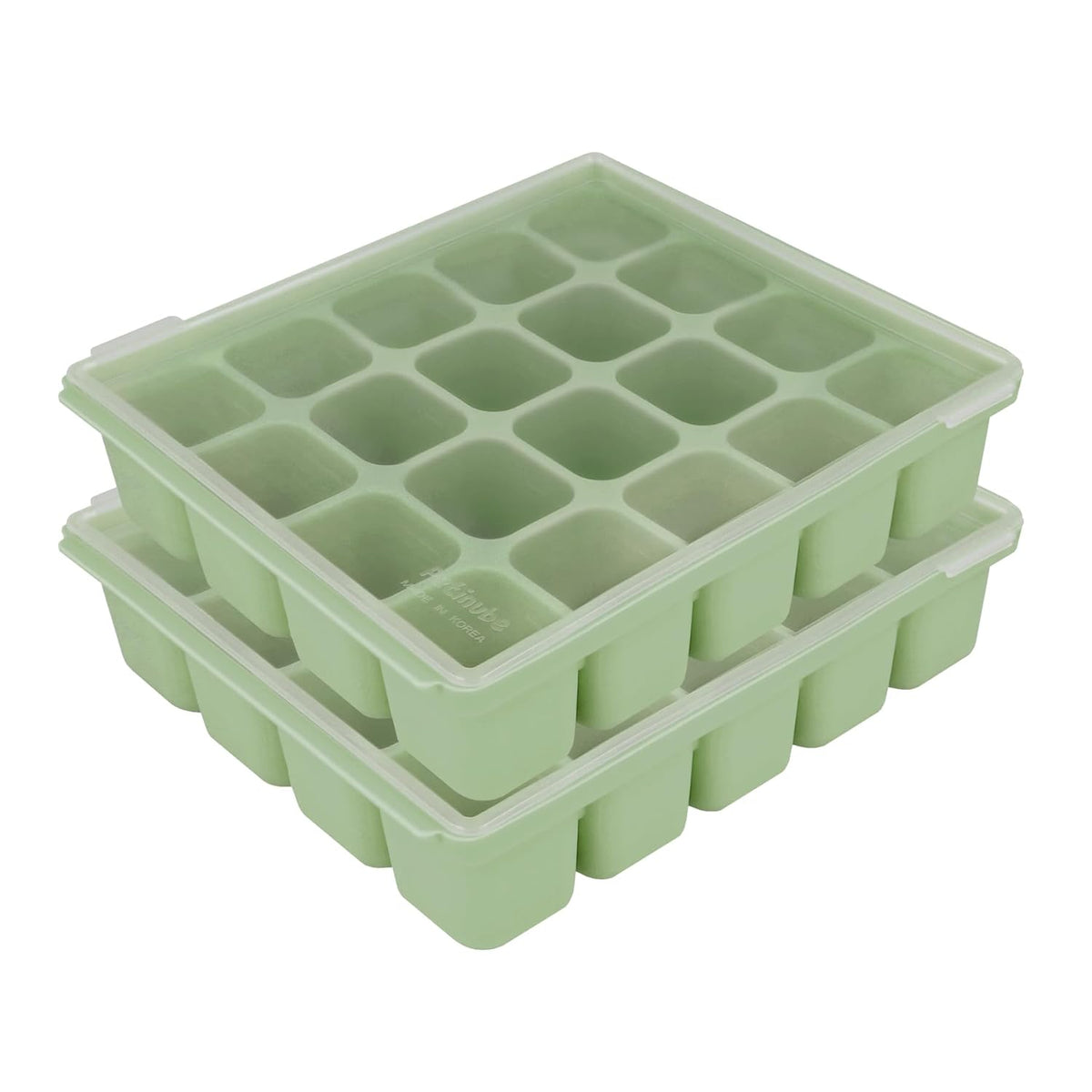 Baby Food Storage Silicone Cubes with Clip-On Lid Freezer Tray Baby Food Soups Purees Ice Easy and Safe Design Made in Korea (12 Ocean Blue)