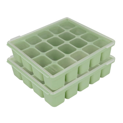 Baby Food Storage Silicone Cubes with Clip-On Lid Freezer Tray Baby Food Soups Purees Ice Easy and Safe Design Made in Korea (12 Ocean Blue)