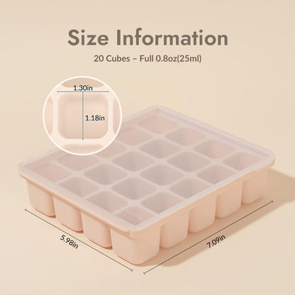 Baby Food Storage Silicone Cubes with Clip-On Lid Freezer Tray Baby Food Soups Purees Ice Easy and Safe Design Made in Korea (12 Ocean Blue)
