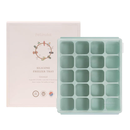 Baby Food Storage Silicone Cubes with Clip-On Lid Freezer Tray Baby Food Soups Purees Ice Easy and Safe Design Made in Korea (12 Ocean Blue)