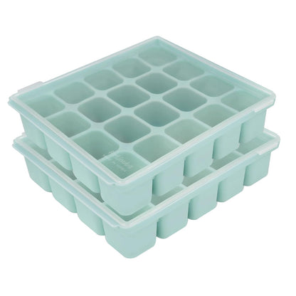 Baby Food Storage Silicone Cubes with Clip-On Lid Freezer Tray Baby Food Soups Purees Ice Easy and Safe Design Made in Korea (12 Ocean Blue)