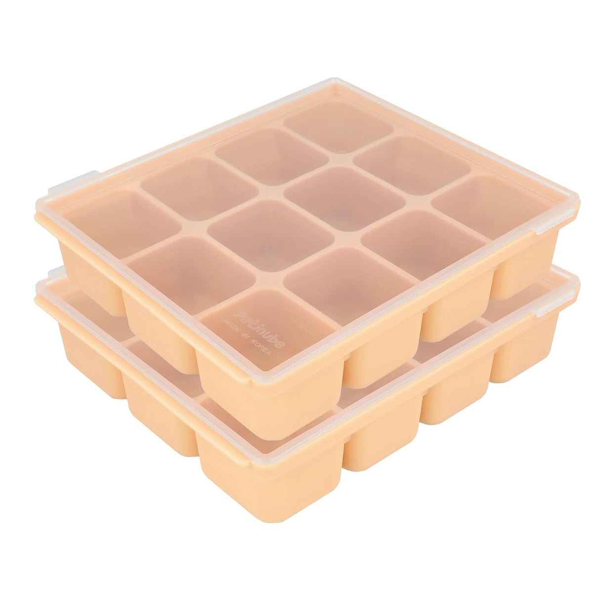 Baby Food Storage Silicone Cubes with Clip-On Lid Freezer Tray Baby Food Soups Purees Ice Easy and Safe Design Made in Korea (12 Ocean Blue)