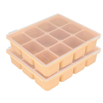 Baby Food Storage Silicone Cubes with Clip-On Lid Freezer Tray Baby Food Soups Purees Ice Easy and Safe Design Made in Korea (12 Ocean Blue)