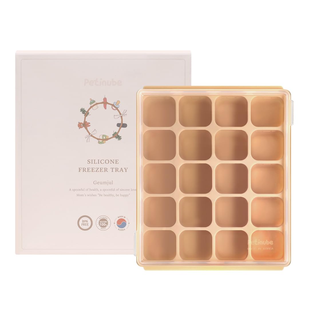 Baby Food Storage Silicone Cubes with Clip-On Lid Freezer Tray Baby Food Soups Purees Ice Easy and Safe Design Made in Korea (12 Ocean Blue)