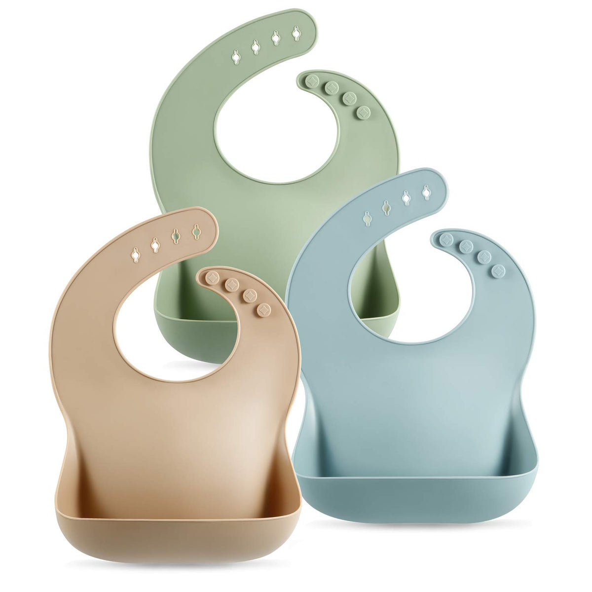 Set of 3 Silicone Baby Bibs & 6 Pack Silicone Baby Spoons