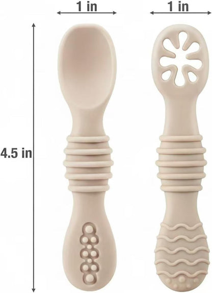 Set of 3 Silicone Baby Bibs & 6 Pack Silicone Baby Spoons