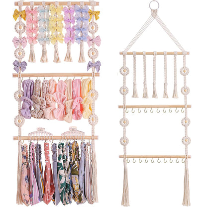 Bow Holder for Girls Hair Bows - Bow Organizer for Girls, Wall-Mounted Baby Headband Organizer, Headband Holder for Baby Girl