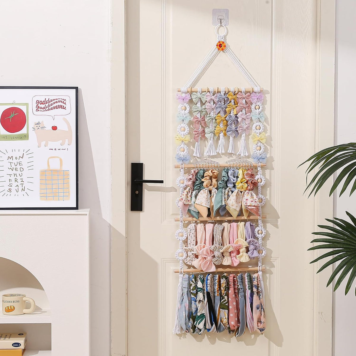 Bow Holder for Girls Hair Bows - Bow Organizer for Girls, Wall-Mounted Baby Headband Organizer, Headband Holder for Baby Girl