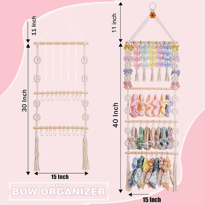 Bow Holder for Girls Hair Bows - Bow Organizer for Girls, Wall-Mounted Baby Headband Organizer, Headband Holder for Baby Girl