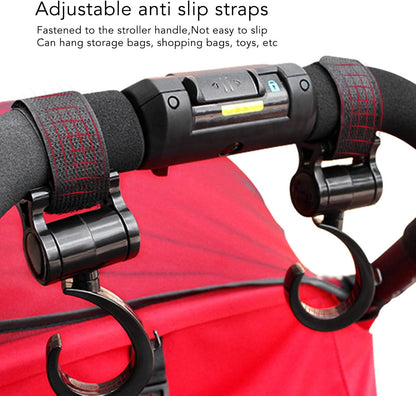 4Pcs Stroller Hooks Baby Carriage, Multifunctional Stroller Hooks for Hanging Shopping Bags Backpack, 360° Rotatable Universal Hook Clips to Hang Purse Bag