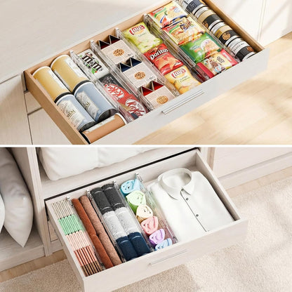 Bamboo Drawer Dividers Organizers, Adjustable Drawer Separator Splitters, 17–22 Inches Expandable Drawer Divider Organizer for Large Utensils, Kitchen, Bedroom, Dresser & Office Drawers 4-Pack