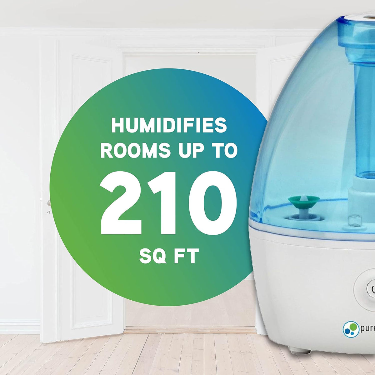 H910BL Ultrasonic Cool Mist Humidifier, 14 Hrs. Run Time, 210 Sq. Ft. Coverage, Small Rooms, Quiet, Filter Free