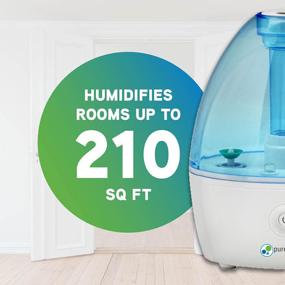 H910BL Ultrasonic Cool Mist Humidifier, 14 Hrs. Run Time, 210 Sq. Ft. Coverage, Small Rooms, Quiet, Filter Free