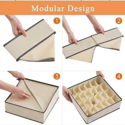 4 Piece Drawer Organiser,Collapsible Non-Woven Sorting Box,Closet Divider For Underwear,Socks,Bras,Ties (Grey)