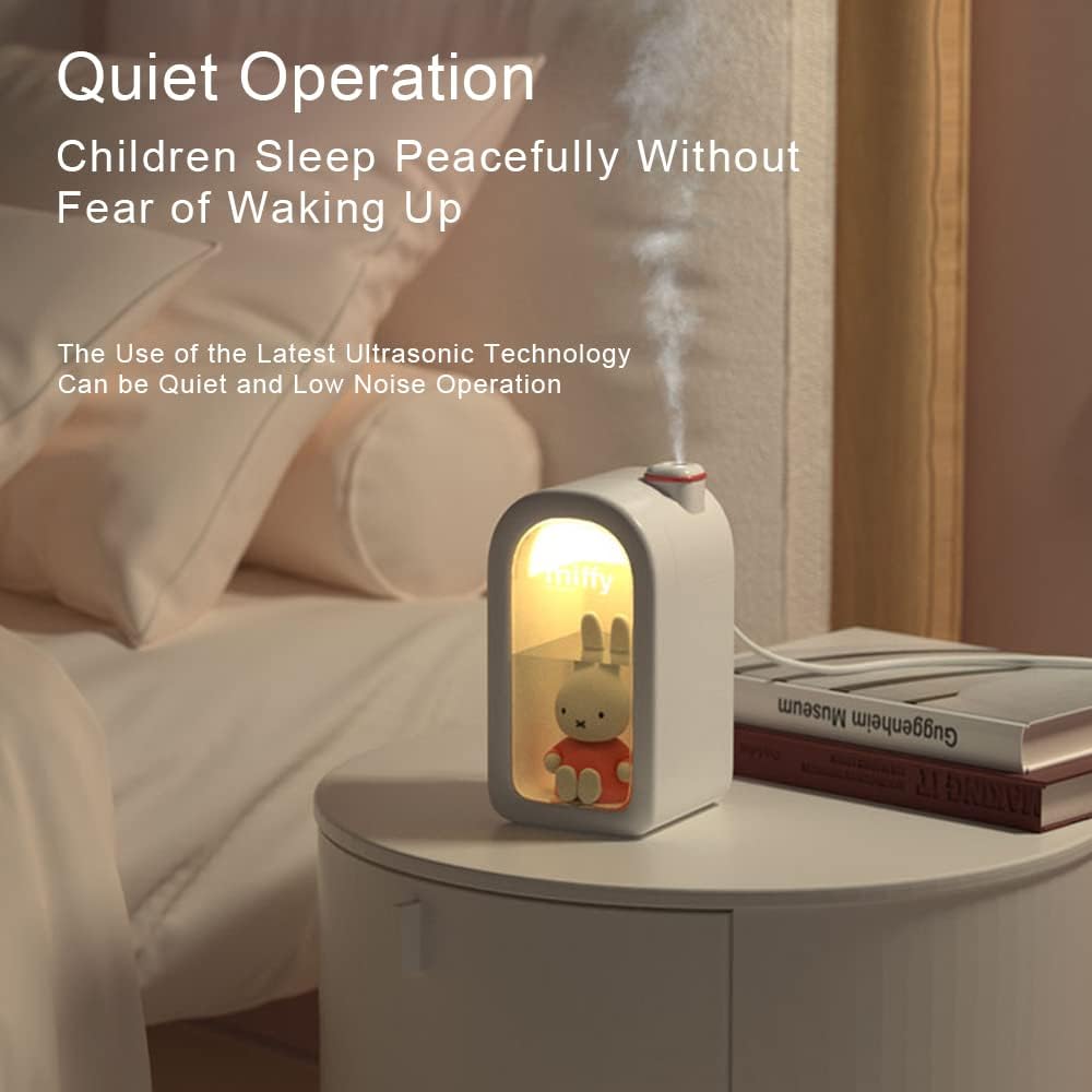 X Miffy Cool Mist Humidifier - Ultrasonic Quiet, Mini Cute Humidifier with Night Light, 380ml Humidifiers for Bedroom/Babies Nursery/Office