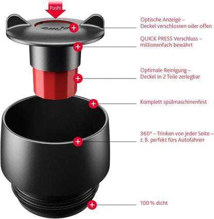 N20210 Travel Mug Classic Insulated Tumbler 0.36 L Stainless Steel with Comfort Screw Closure 4 Hours Hot 8 Hours Cold 100% Leakproof Dishwasher Safe 360° Opening Colour