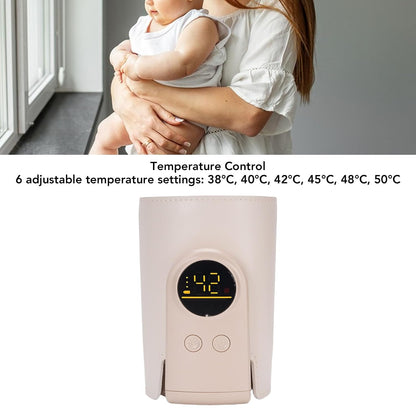 Portable Bottle Warmer Rechargeable Fast Heating 6 Gears 38C to 50C Auto Off Even Heat for Travel Outdoor