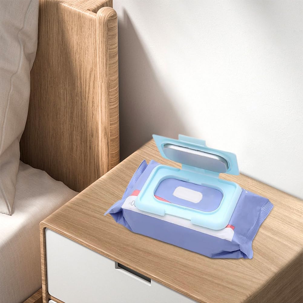 Baby Wipe Warmer, Wipe Warmer Thermostat Temperature Double Layers Cover Portable USB Wet Wipe Heater for Home,Light Blue