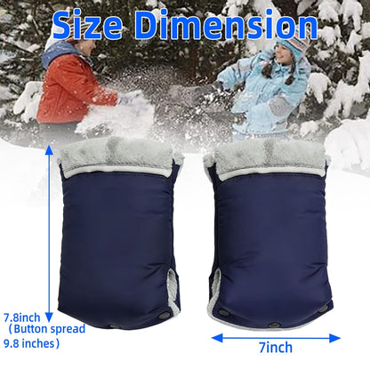 Stroller Hand Muff Gloves, Waterproof Handlebar Mitts with Fleece Lining, Universal Fit for Pram and Pushchair, Winter Hand Warmer (Black)