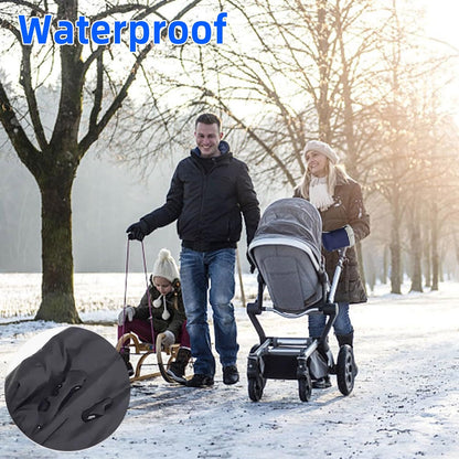 Stroller Hand Muff Gloves, Waterproof Handlebar Mitts with Fleece Lining, Universal Fit for Pram and Pushchair, Winter Hand Warmer (Black)