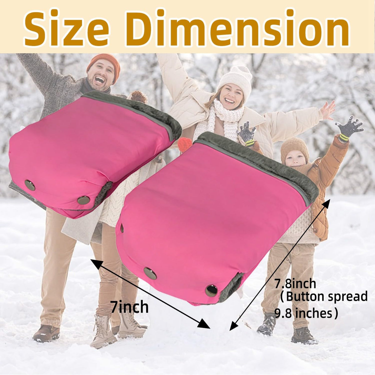 Stroller Hand Muff Gloves, Waterproof Handlebar Mitts with Fleece Lining, Universal Fit for Pram and Pushchair, Winter Hand Warmer (Black)