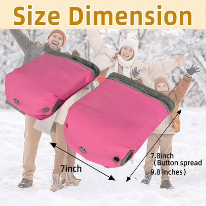 Stroller Hand Muff Gloves, Waterproof Handlebar Mitts with Fleece Lining, Universal Fit for Pram and Pushchair, Winter Hand Warmer (Black)
