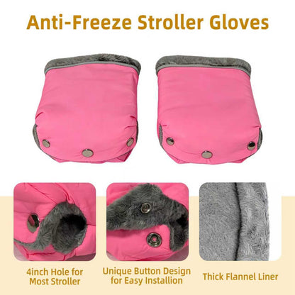 Stroller Hand Muff Gloves, Waterproof Handlebar Mitts with Fleece Lining, Universal Fit for Pram and Pushchair, Winter Hand Warmer (Black)