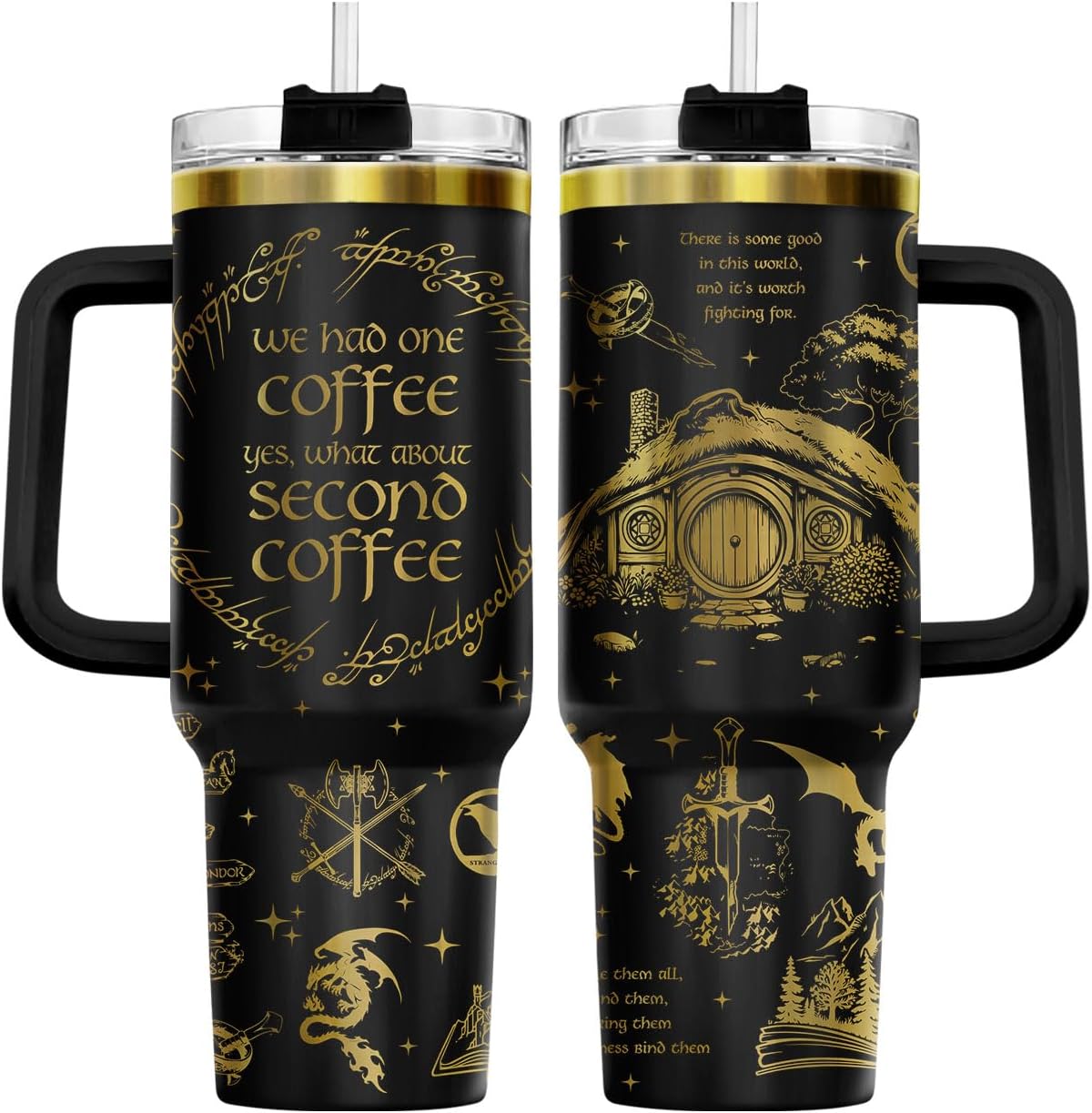 Fantasy Cat Dinosaur 40 oz Tumbler with Handle, Cat Lover Gift | Feline Lover Gift, Feline Kitty Whiskers Paw Meow Fur Baby Enchanted Magical Mythical Quest Tumbler