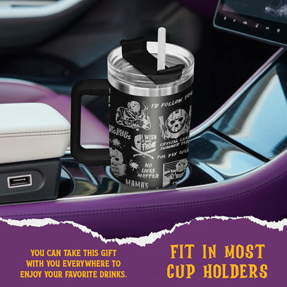 Fantasy Cat Dinosaur 40 oz Tumbler with Handle, Cat Lover Gift | Feline Lover Gift, Feline Kitty Whiskers Paw Meow Fur Baby Enchanted Magical Mythical Quest Tumbler