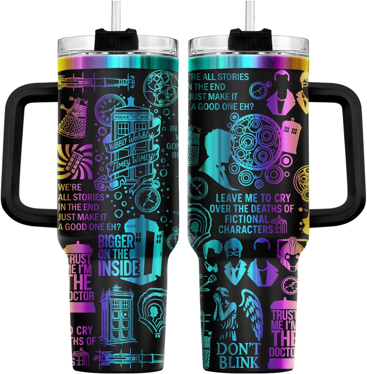 Fantasy Cat Dinosaur 40 oz Tumbler with Handle, Cat Lover Gift | Feline Lover Gift, Feline Kitty Whiskers Paw Meow Fur Baby Enchanted Magical Mythical Quest Tumbler