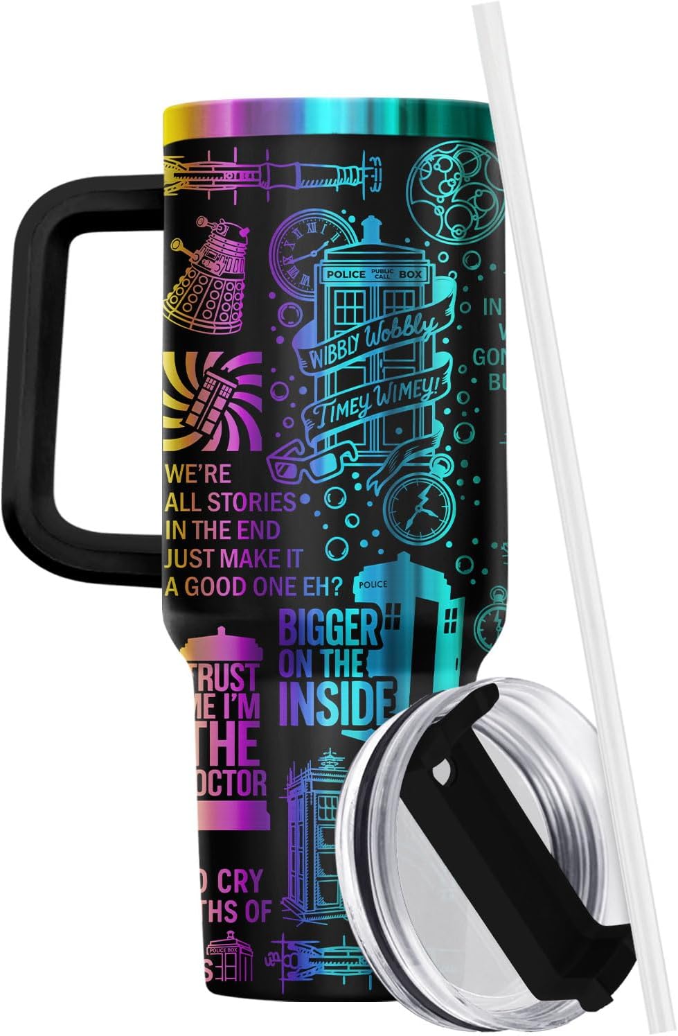 Fantasy Cat Dinosaur 40 oz Tumbler with Handle, Cat Lover Gift | Feline Lover Gift, Feline Kitty Whiskers Paw Meow Fur Baby Enchanted Magical Mythical Quest Tumbler