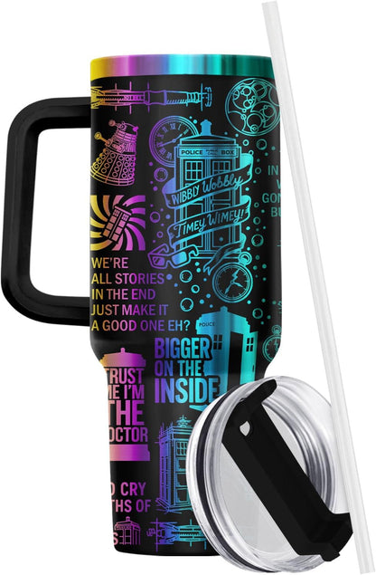 Fantasy Cat Dinosaur 40 oz Tumbler with Handle, Cat Lover Gift | Feline Lover Gift, Feline Kitty Whiskers Paw Meow Fur Baby Enchanted Magical Mythical Quest Tumbler