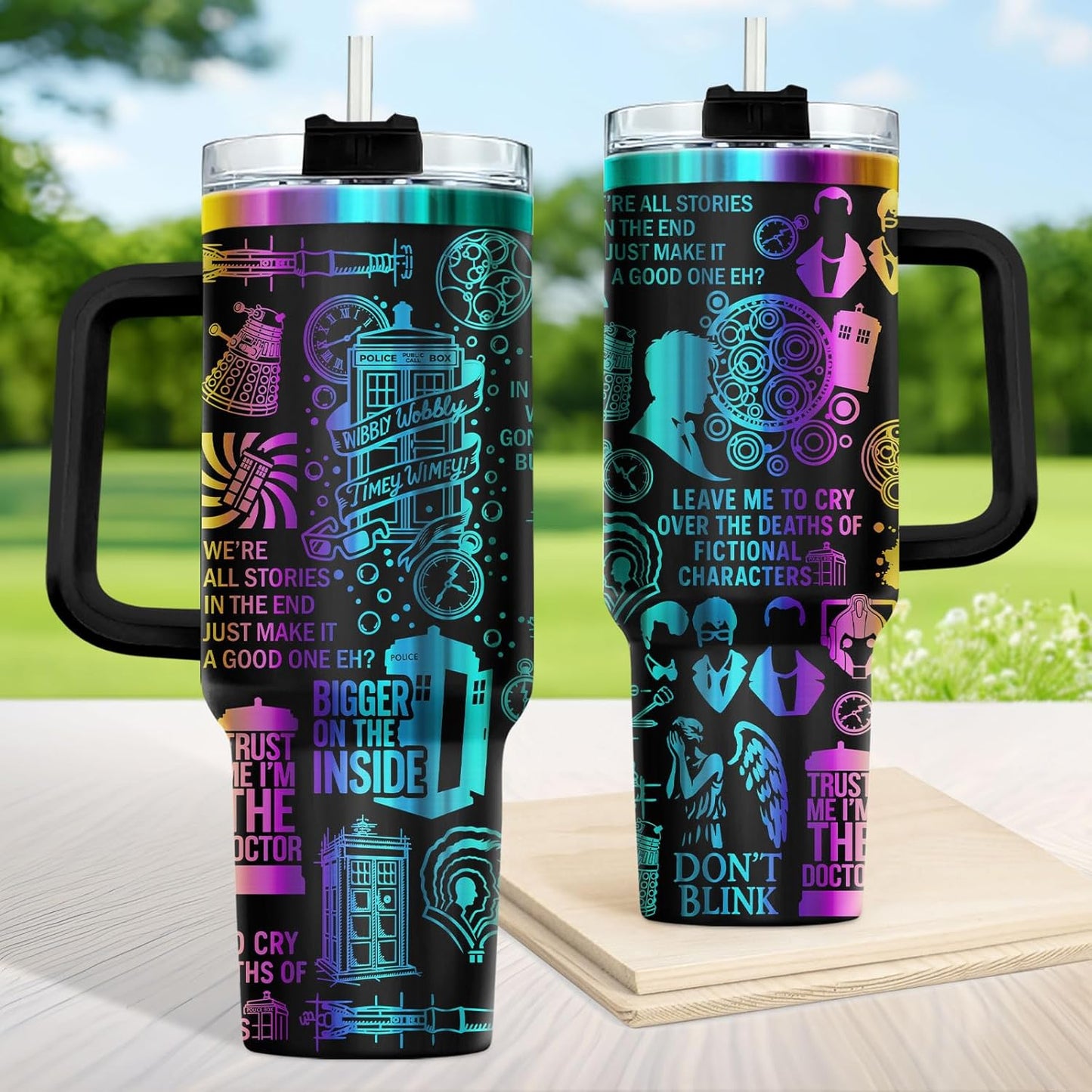 Fantasy Cat Dinosaur 40 oz Tumbler with Handle, Cat Lover Gift | Feline Lover Gift, Feline Kitty Whiskers Paw Meow Fur Baby Enchanted Magical Mythical Quest Tumbler